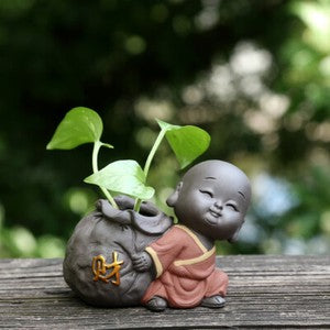 Small Vase Decoration Yixing Zisha Little Monk Tea Pet China Tea Play Creative