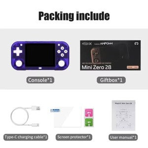 Mini Zero 28 Game Console,2.8 Inch IPS 2900mAh Battery Built in 11000 Game