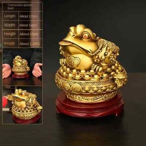 Feng Shui Copper Golden Toad Ornaments Treasure Bowl Three-legged Crafts
