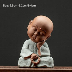 one tea pet zisha purple clay monk Chinese home table decoration ornament new