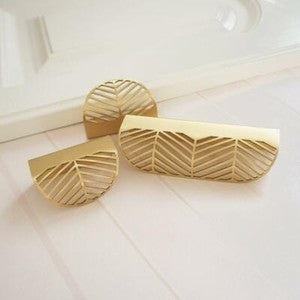Brass Gold Leaf Design Cabinet Handles Invisible Drawer Pulls Cabinet knobs