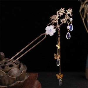 Handmade Tiara Hairpin Flower Fringe Kanzashi Step Shake Headdress Hair Clip