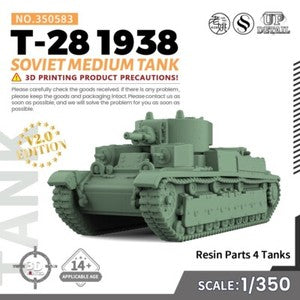 SSMODEL SS583 1/200/350/700 Military Model Kit Soviet T-28 1938 Medium Tank