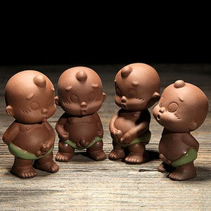 Chinese Brother Kiln Creative Tea Pet Pee Doll Statue Purple Clay Ornament