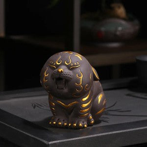 Creative Purple Clay Tiger Tea Pet Figurine Decoration Tiger Handmade Crafts