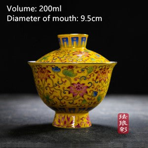 Lead Free Jingdezhen Color Enamel Under Glaze Porcelain Gaiwan Covered Tea Bowl