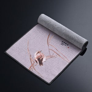 14" Tea Towel Water Absorbent Towel Velvet Floral Bird Print Towel for Pot