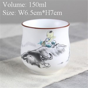 China Porcelain Master Cup Handpainted Tea Cup Multi Pattern 3.4oz Office Cups