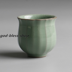 One Tea Cup Petal Design Longquan Celadon Porcelain Cup Ceramic Solid Color 80ml