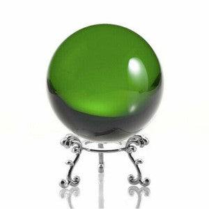 Crystal Ball Sphere for Feng Shui, Meditation, Decor, with Silver Flower Stand