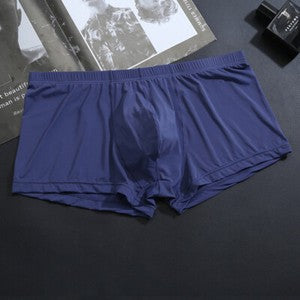 Men's Sexy Ice Silk Transparent Convex Panties Boxer Briefs Underpants Underwear