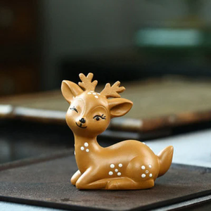 Zisha Tea Pets lovely Deer Purple Clay Tea Play Decor