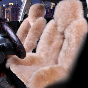 2PCS Genuine Australian Sheepskin Fur Long Wool Car Front Seat Cover Warm Winter