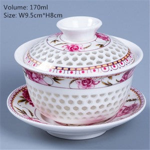 Multi-size Porcelain Gaiwan Chinese Kungfu Tea Set Cup Bowl Creative Cup Saucer
