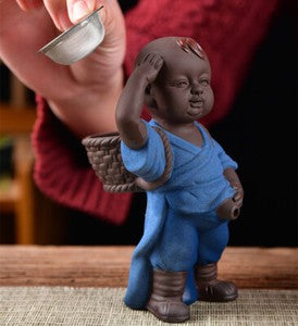 1pc 5.9" Creative Tea Pet Yixing Zisha Monk Tea Strainer Boy Statue Tea Play New