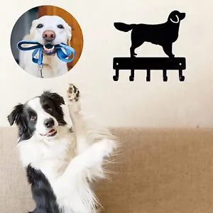 Golden Retriever - Key Rack & Dog Leash Hanger- 6inch/9 inch Wide Metal Wall Art