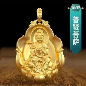 Gilt Zodiac Signs Buddha Eight Guardian Spirits Pendant Handicraft Amulets
