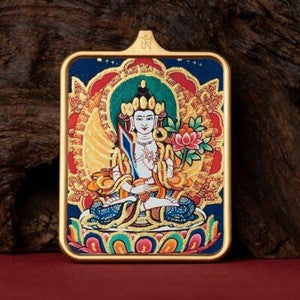 Tibetan Thangka Pendant Lhamo Jambhala Green Tara Amulet Car Hang Buddhist Charm