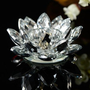 1PC Colorful Crystal Lotus Flower Candle Tea Light Holder Candlestick Deocr