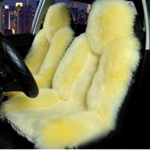2PCS Genuine Australian Sheepskin Fur Long Wool Car Front Seat Cover Warm Winter