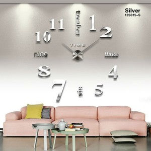 Large Wall Clock Big Watch Decal 3D Stickers Roman Numerals DIY Wall Modern room
