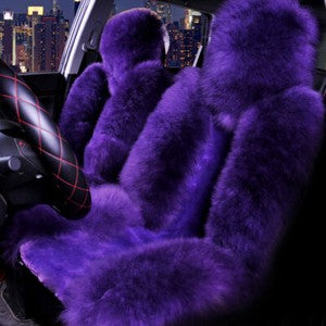 2PCS Genuine Australian Sheepskin Fur Long Wool Car Front Seat Cover Warm Winter