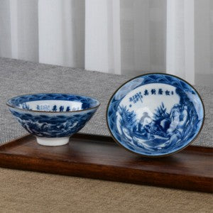 Blue-and-white porcelain tea cup for Pu'er tea Chinese kungfu tea cup Jingdezhen