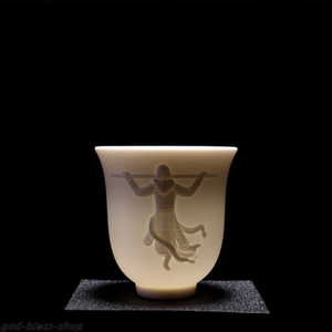 150ml Chinese Jade Porcelain Tea Cup Handmade Carved Flower Relief Personal