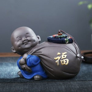 Small Tea Canister With Sealed Lid Yixing Zisha Purple Clay Buddha Statue Caddy