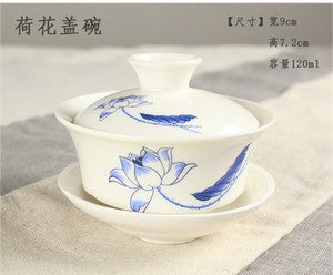Chinese porcelain/zisha gaiwan covered teacup lid saucer ceramic handpainted cup