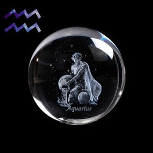 Zodiac Sign Star Crystal Ball Laser Engraved Glass Sphere Crystal 80MM Gift