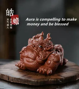 Chinese Yixing Handmade Zisha DaHongPao Clay HaoChan tea Pet decoration toad 