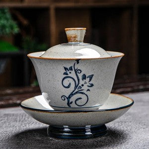 170ml Blue and White Ceramic Handpainted Gaiwan Tea Brewing Bowl Kung Fu Teaware
