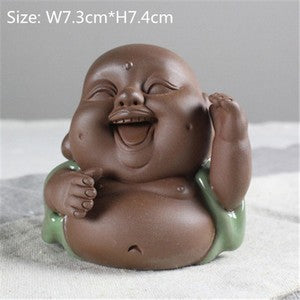 China Novelty Tea Play Statue Pee Doll Smile Buddha Monk Wealth Bring Tea Pet