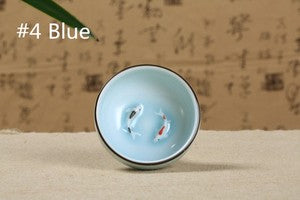 One Cup Ceramic Porcelain Tea Cup Made in China Fish Lotus Design Handmade Cups