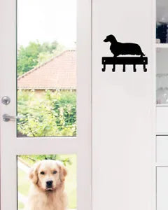 Longhaired Dachshund Dog - Key Hooks & Keychain Holder - 6 inch Metal Wall Art