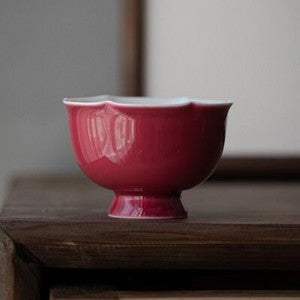 NEW Carmine Red Ceramic Tea Set Handmade Flower Master Cup Goddess Flower