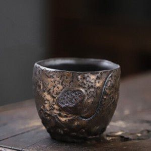 Ceramic Tea Cup Crude Pottery Iron Rust Glaze Design Creative Antique Style Cups