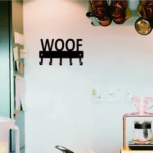 WOOF Dog Key Rack Hanger & Organizer - 6 inch Wide Metal Wall Art