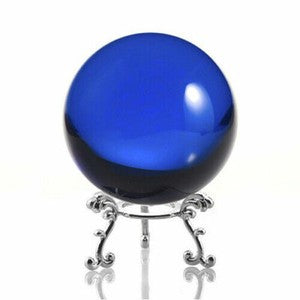 Crystal Ball Sphere for Feng Shui, Meditation, Decor, with Silver Flower Stand