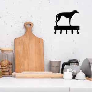 Greyhound - Key Rack & Dog Leash Hanger - 9 Inch Wide/6 Inch Wide Metal Wall Art
