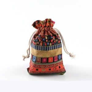 10pcs Retro Drawstring Linen Jewelry Storage Bags Pouch Purse Jewels Organizer