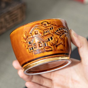 Creative Tea Cup Handmade Relief Ceramic Gilding Master Cup Chinese Kungfu Cup