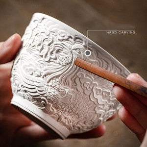 porcelain tea cup dragon relief handmade master cup 115ml personal ceramic cup