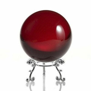 Crystal Ball Sphere for Feng Shui, Meditation, Decor, with Silver Flower Stand