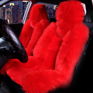 2PCS Genuine Australian Sheepskin Fur Long Wool Car Front Seat Cover Warm Winter