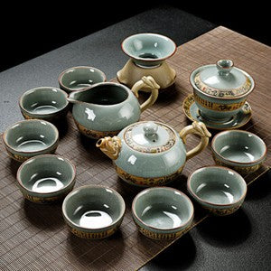 Chinese Porcelain Kungfu Tea Set Tea Pot Gaiwan Tea Cup Set Tea Ceremony Decor