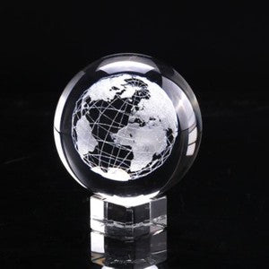 60mm 3D Crystal Earth Ball Glass Laser Engraved Miniature Earth Model Sphere
