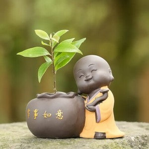 Small Vase Decoration Yixing Zisha Little Monk Tea Pet China Tea Play Creative