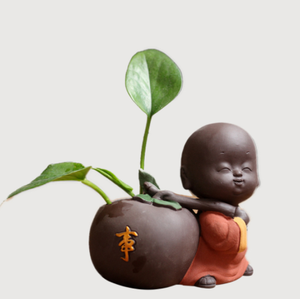 Chinese Family Yixing Purple Clay Monk Tea Pet Vase House Decor Kung Fu Tea Set